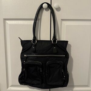 Cole Haan Black Nylon w/ Patent Leather Tote Bag